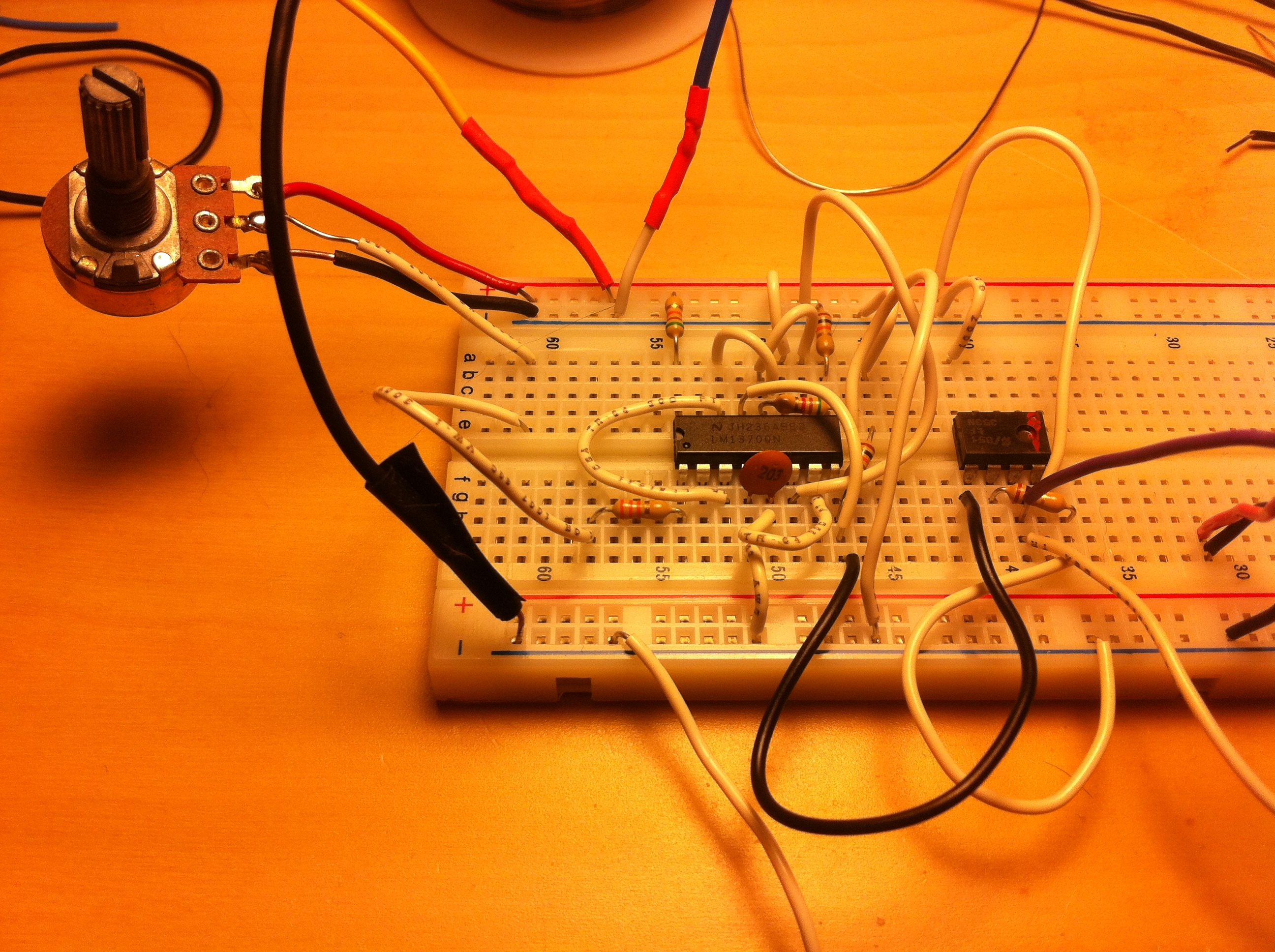 Breadboard of the LM13700 VCO I'm working on