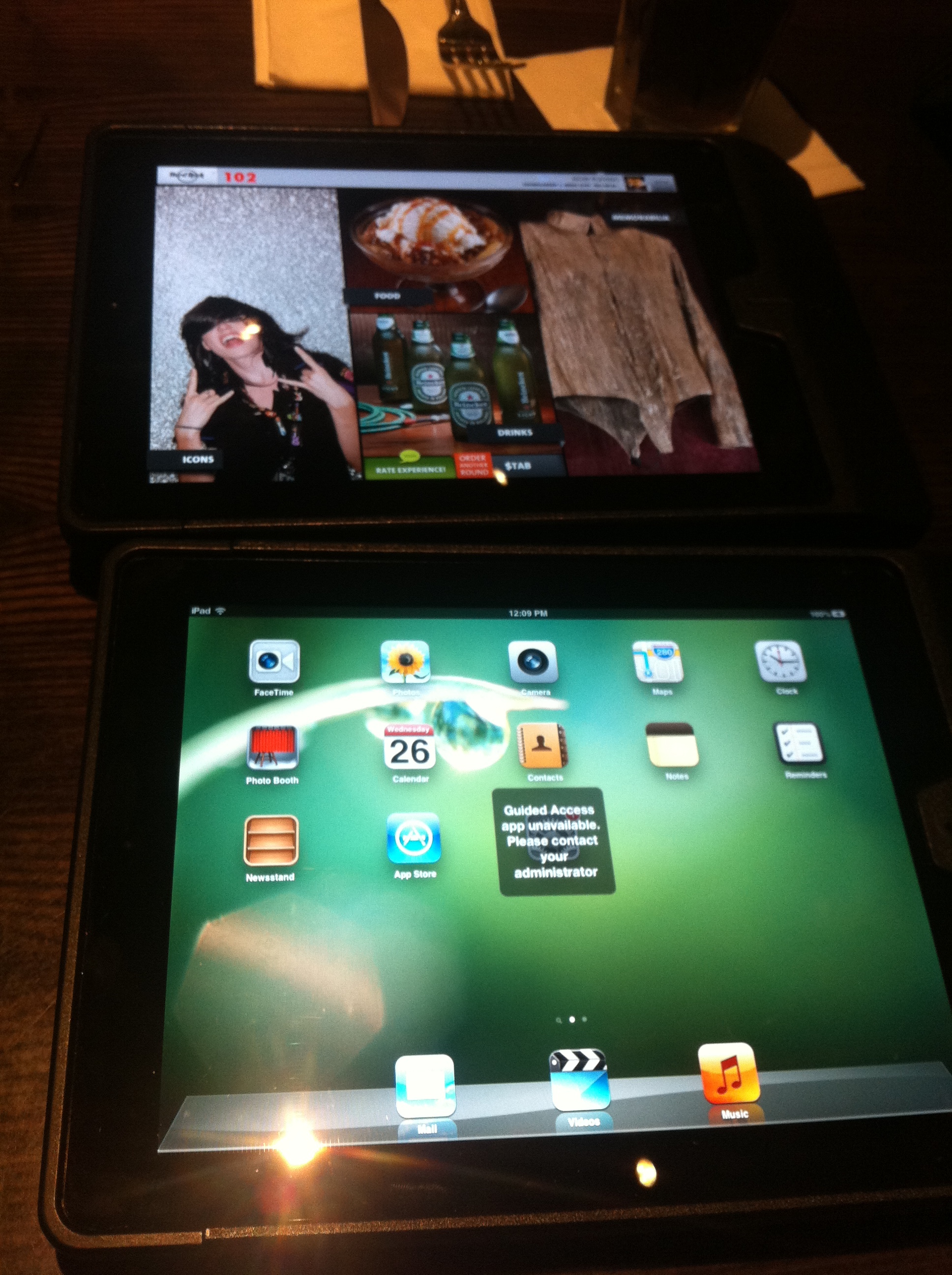 The Hardrock Cafe's iPad tabletop menu crashed when I clicked "more info" on the artist. It was reproducible on two devices. One never returned... I just left it on the table...